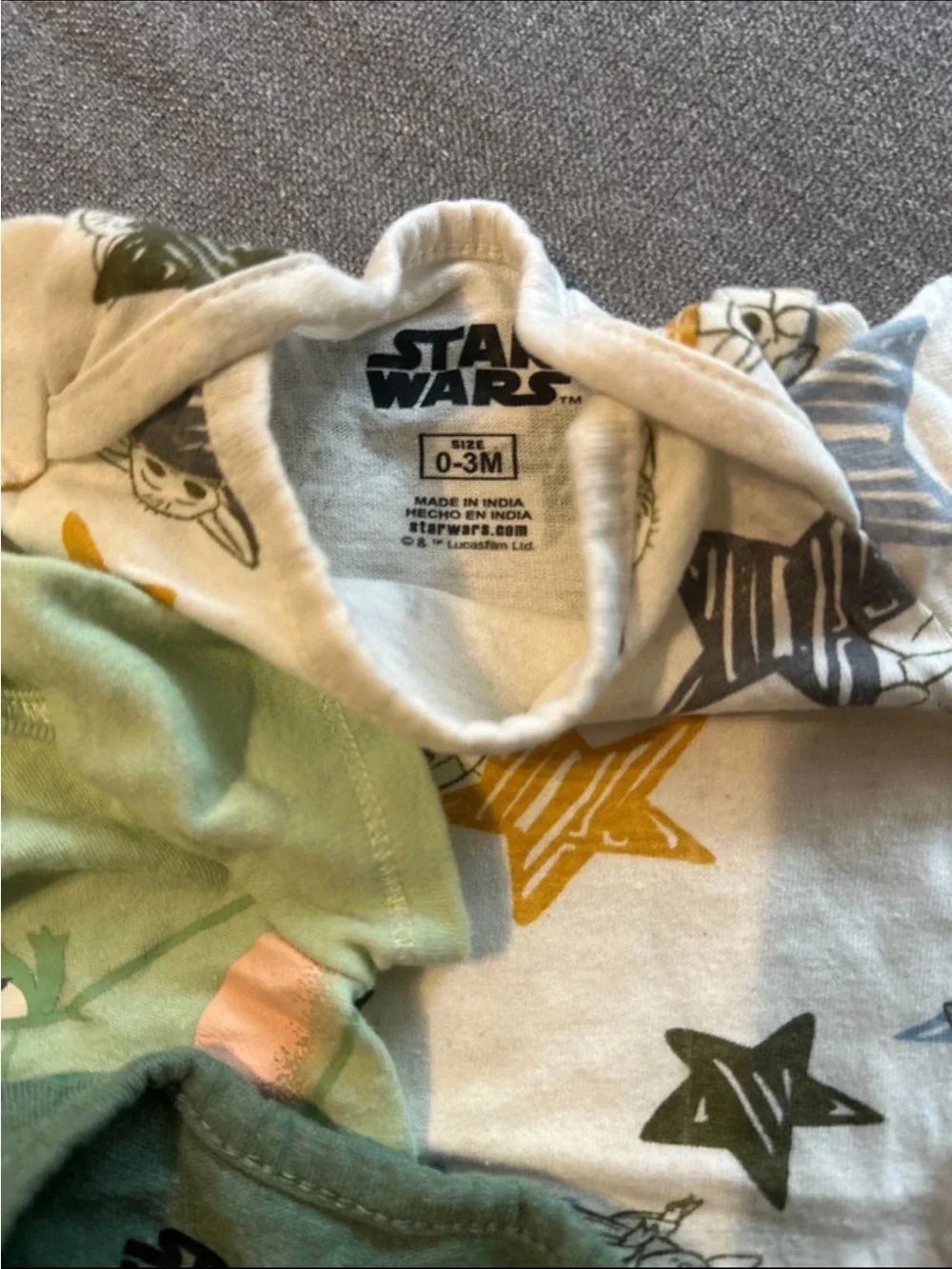 Star Wars Baby Yoda One-Piece Bodysuits Set - Green, Dark Green, Blue, Cream